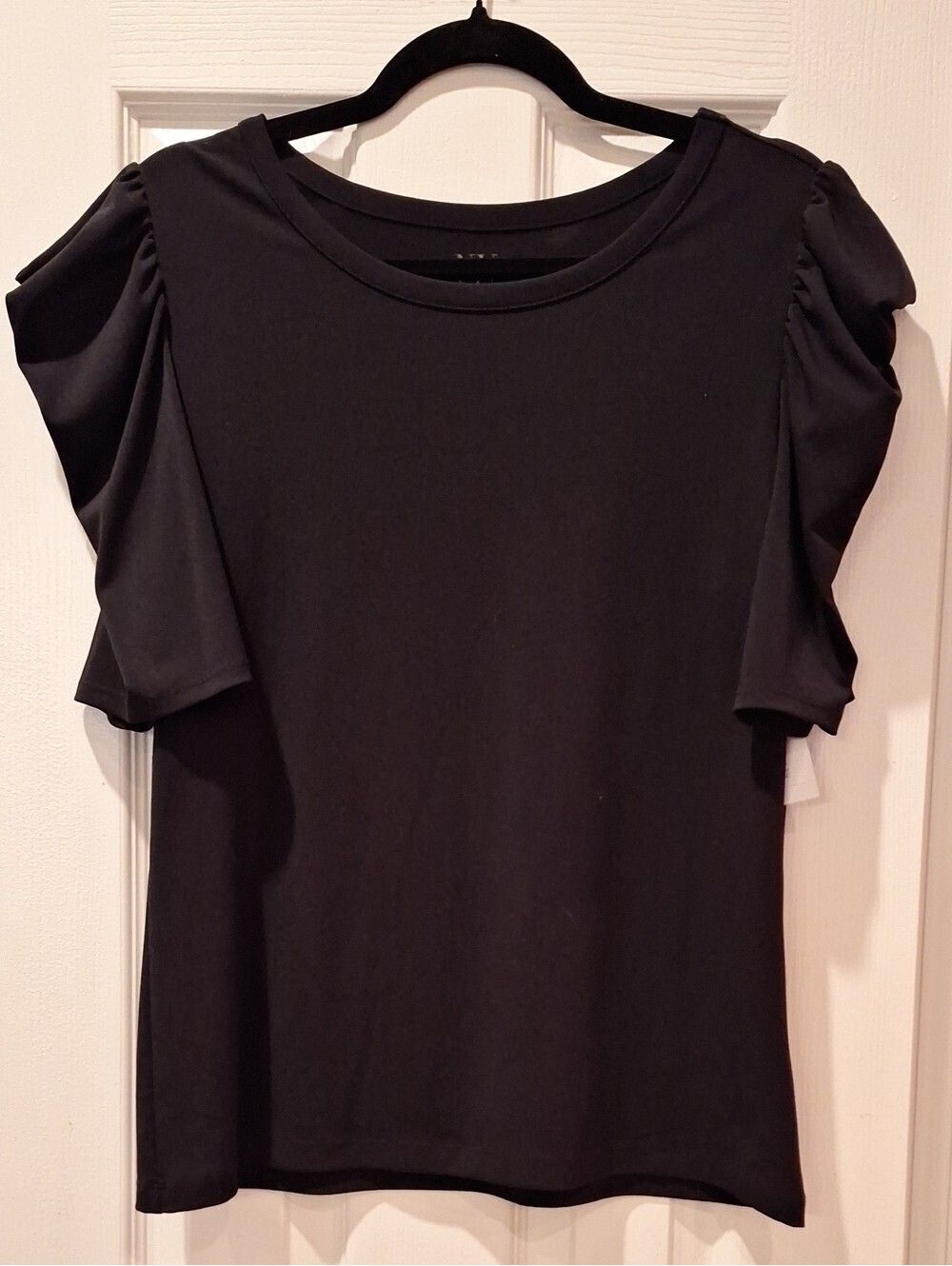 New York & Company - Black Short Puff Sleeve Top - Large NWT